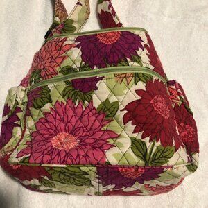 Vera Bradley Hello Dahlia Purse Handbag Pink Auburn Cream Green Flowers Retired